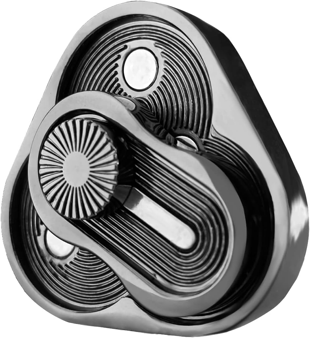 Metal Fidget Slider,Triangle Rotation Metal Fidget Toys, Clover Shape EDC Adult Toys ,Fidget Toys Adults for Stress and Anxiety Relief，ADHD Fidget Toys Adults Suitable for Office (Black Gold)