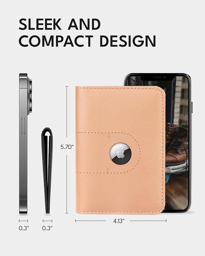 ALLIVE Passport Holder for Travel, Genuine Leather Passport Holder with Airtag Women Men,Travel Must Haves Airport Essentials, Passport Cover Travel Gifts Beige