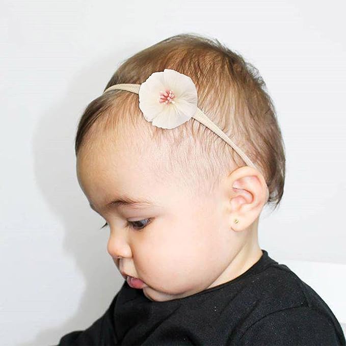 Baby Girl Headbands with Bows Soft Nylon Newborn Toddler Hairbands Handmade Baby Hair Accessories for Infant Girls Kids