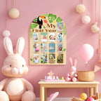 ORIGACH My First Year Baby Growth Photo Display Wood Board - 12 Months Newborn Milestones Photo Board - Neutral Baby Keepsake Board 1st Birthday Party Nursery Decor New Mom Gift - Toucan & Leaves