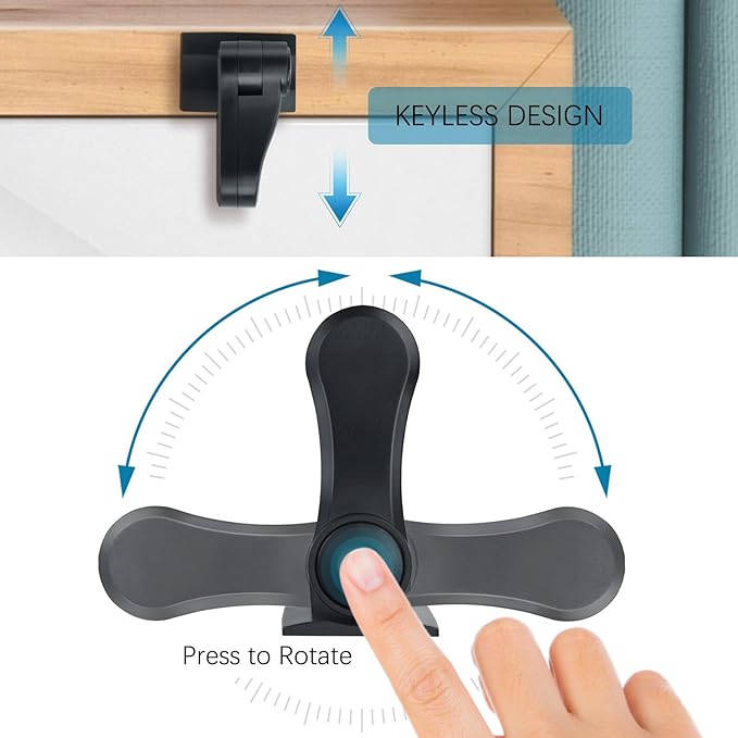 Child Proof Door Lever Lock - 3 Pack - Door Locks for Kids Safety - Door Knob Child Proof - Baby Proofing 3M Adhesive - Door Handle Child Proof - Baby Safety Locks for Toddlers - Black