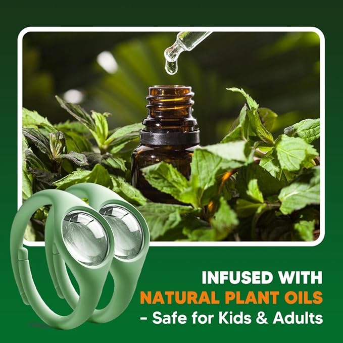 Mosquito Repellent, Plant-Powered Mosquito Repellent, Safe & Effective Mosquito Repellant Outdoor, Mosquitoes Repellent for Travel Hiking Camping-2 Packs & 4 Oil Reservoirs