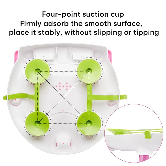 Foldable Baby Bath Seat, Non-Slip Bath Chair - Suction Cup Bathtub Seat for Babies 6-18 Months (Pink/White)