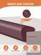 Baby Proof Edge Corner Protector, 6.56FT 0.47''Th L-Shape Furniture Corner & Edge Safety Bumpers with 6 Corners, Pre-Taped, Soft NBR Rubber Foam Desk Edge Cushion Wall Corner Protector（Brown）