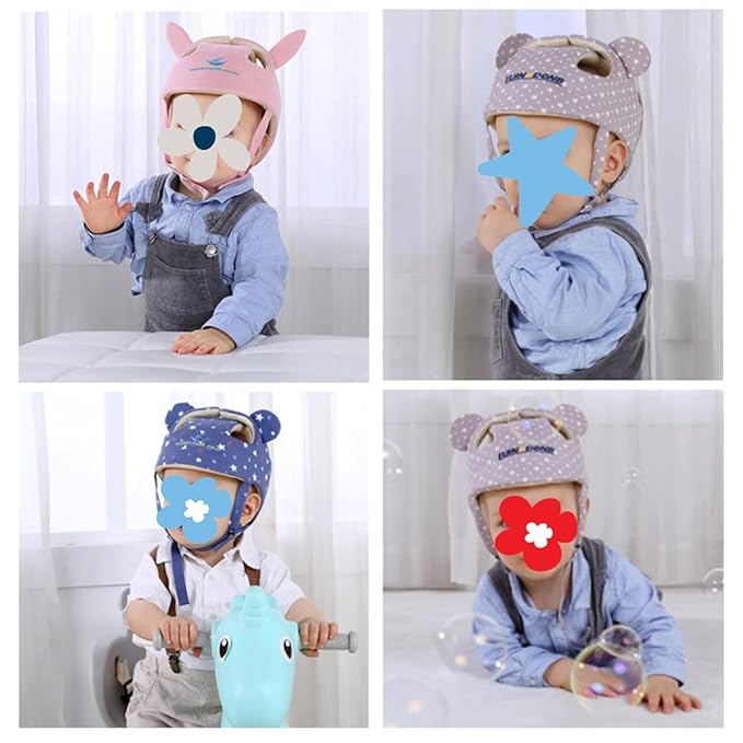 Xifamniy Baby Soft Safety Helmet Foam Head Protector Helmet for Toddler Infant Walking Suit 6-24m (Grey Star)
