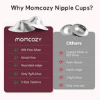 Momcozy 999 Silver Nursing Cups, Hole-Free Design, 999 Silver Nipple Shields, Breastfeeding Essentials, Silver Nipple Shields for Breastfeeding Newborns, Metal Nipple Shields, Regular Size