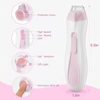 Baby Nail Trimmer Electric, 15 in 1 Baby Nail Clippers for Gentle Nail Care, Rechargeable Baby Nail File Electric with Light &15 Grinding Pads for Infant Toddler, Pink