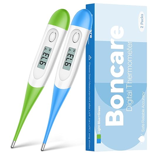 Thermometer for Baby, 2 Packs, Rectal Digital Thermometer with 10 Seconds Fast Reading (Light Blue+Green)