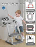Potty Training Seat with Step Stool Ladder, Potty Training Toilet Seat with Soft Seat Splash Guard, Adjustable Height, 2 in 1 Potty Seats for Toddlers Kids Boys Girls