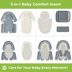 COOLBEBE Upgraded 3-in-1 Babybody Support & Strap Covers Set for Newborn Infant - Extra Soft Car Seat Insert Cushion Pad, Perfect for Carseats, Strollers, Swing