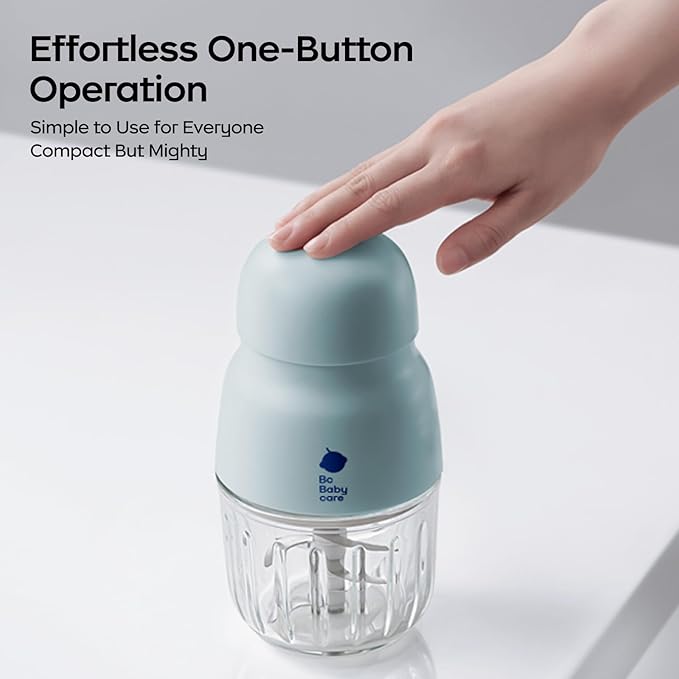 Bc Babycare Baby Food Maker-Glass Baby Puree blender for Fruit, Vegatable & Meat,Mini Food Processor for Potatoes, Grapes & Strawberries,Blue,10oz