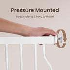 owlie 37.4" Extra Tall Wide Baby Gate for Stairs Doorways,66-75 Inch Extra Large Long Baby Gate with Door Indoor Safety Metal Pressure Mounted Pet Gate with Walk-Thru Auto Close, White