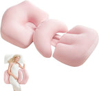 Pregnancy Pillow, Portable Maternity Pillow for Pregnant Women, Travel Wedge Pillow for Side Sleeper, Relief Body Pillow Support for Back, Belly, Waist, Removable & Adjustable Cover, Pink