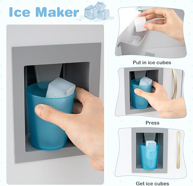 HONEY JOY Kids Kitchen Playset, Wooden Little Chef Pretend Toy Kitchen Set w/Chalkboard, Telephone, Utensils, Oven, Microwave, Sink, Storage, Play Kitchen for Toddlers Boys Girls, White Golden