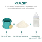 Accmor Formula Dispenser On The Go, 4 Layers Stackable Formula Container to Go, Non-Spill Portable Milk Powder Baby & Kids Snack Container, Green Pink