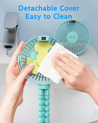 SWEETFULL Portable Stroller Fan with Display 4000mAh Battery Powered Mini Clip On Fan, 4-Speed Rechargeable Small Personal Cooling for Baby Car Seat Crib Travel - Cyan