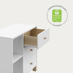 Storkcraft California 3 Drawer Combo Dresser (White with Driftwood) – GREENGUARD Gold Certified, Interlocking Drawer System, Pre-Installed Drawer Tracks for Easier Assembly, Spacious Cabinet