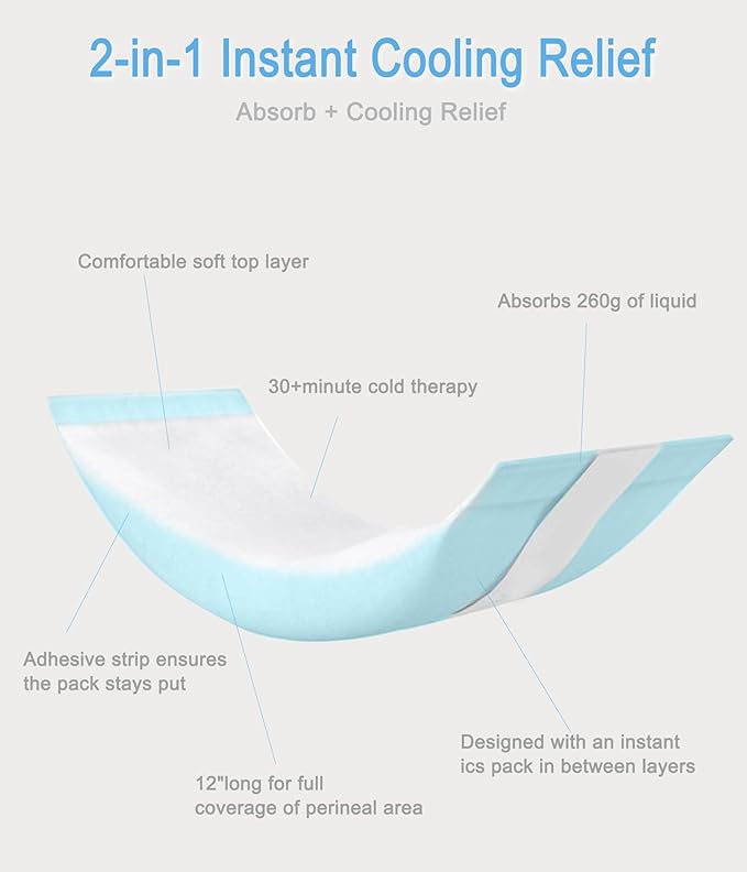 Postpartum Recovery Essentials Kit - Labor Delivery Mom Care Kit - Disposable Postpartum Underwear, Peri Bottle, Postpartum Ice Pack Pads, Reusable Nursing Pads, Herbal Foam, Canvas Bag Set 6 pack