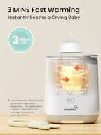 GROWNSY Bottle Warmer, 2025 Fast Baby Bottle Warmer for Breastmilk & Formula, Smart Temperature Control, with Timer, Thaw, Food Heater, Night Light, Calentador De Biberones for All Bottles