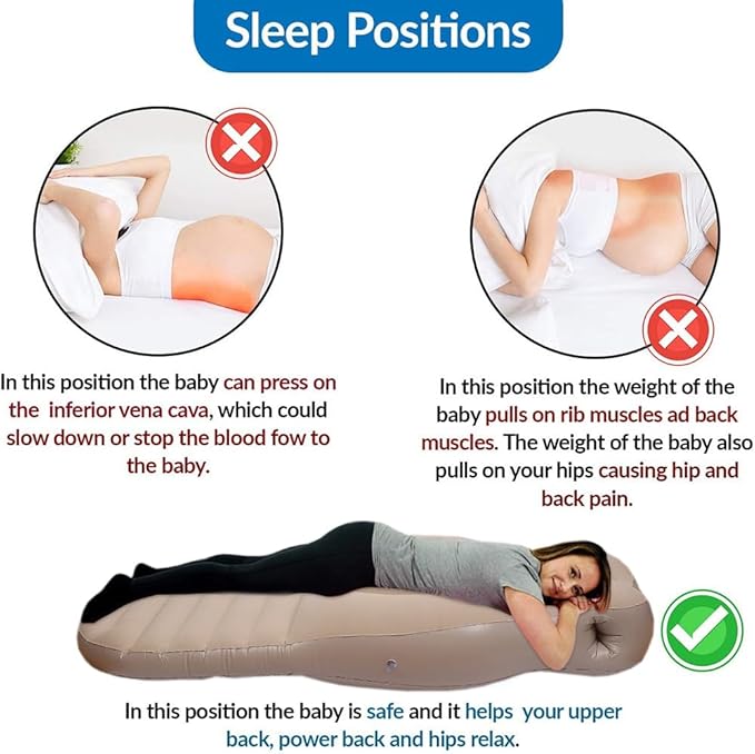Inflatable Pregnancy Pillow - Full Body Maternity Airbed with Belly/Head Hole, Relieves Back Pain- Pregnancy Belly Pillow- Comfortable Support for Pregnant Women