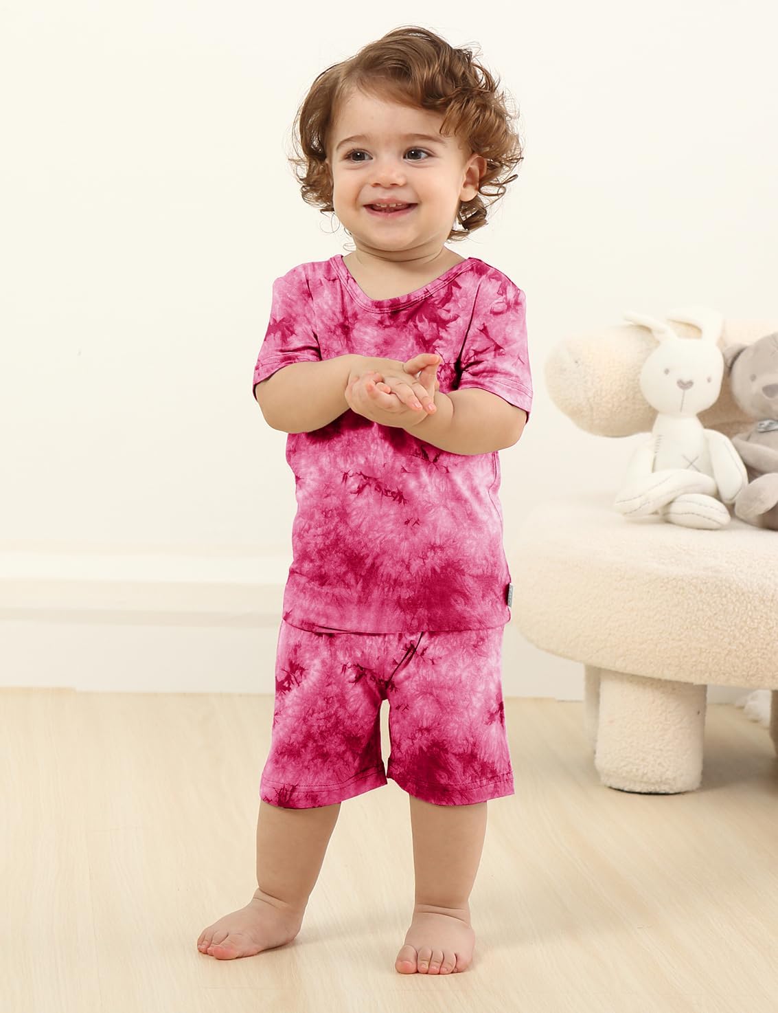 Jimonda Baby/Toddler Soft Sleepwear Short sleeve Kids Cool Pajama Outdoor 2-Piece Shirt&Shorts Casual sets Tie Dye PJ