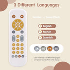 Nueplay Baby TV Remote Control Toy with Light and Sound, Toddler Realistic Controller with 3 Languages, Early Educational Learning Musical Toys, Preschool Infant Boys Girls 6, 12, 18 Months, White