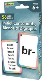 Teacher Created Resources Initial Consonants, Blends & Digraphs Flash Cards (EP62044) 3-1/8" x 5-1/8"