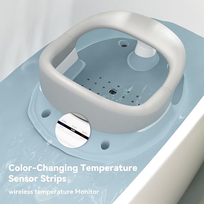 Baby Bath Seat for Babies 6 Months & Up - 360°Protection Bath Seats for Babies Sitting Up | Baby Infants Bath Chair with Temperature Alert & Cushion | Toddler Bath Seat Newborn Baby Bathtub Seat