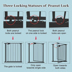 WAOWAO Triple Lock Baby Gate Extra Wide 86.22-90.55" Pressure Mounted Walk Through Swing Auto Close Safety Black Metal Dog Pet Puppy Cat for Stairs,Doorways,Kitchen