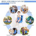 Toddler Booster Seat for Dining Table, Dinosaur Booster Seat for Table with Backrest and Adjustable Seat Belts Non-Slip Bottom Portable Booster Seat Increasing Cushion for Kid Baby Eating Travel Home