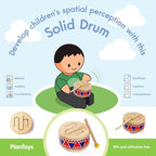 PlanToys® Solid Drum Wooden Musical Toy for Toddlers | Pretend Play Instrument for Kids | Eco-Friendly Percussion Toy for Coordination, Creativity & Early Learning Development