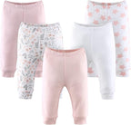 The Peanutshell 5 Pack Baby Girl Pants Set - 100% Cotton Toddler Pants for 0-24 Months Clothes for Toddlers & Babies - Flower