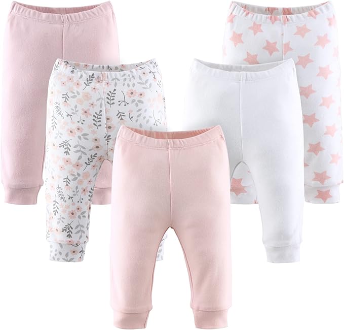 The Peanutshell 5 Pack Baby Girl Pants Set - 100% Cotton Toddler Pants for 0-24 Months Clothes for Toddlers & Babies - Flower