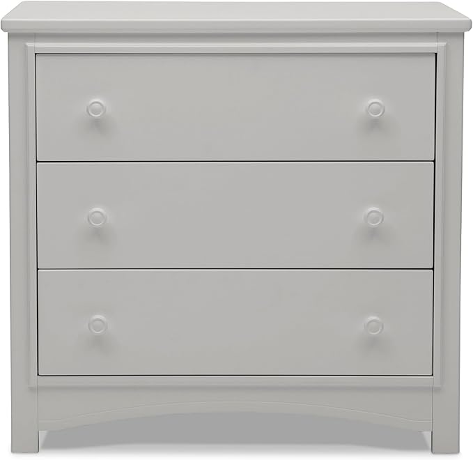 Delta Children Perry 3 Drawer Dresser with Changing Top and Interlocking Drawers, Moonstruck Grey