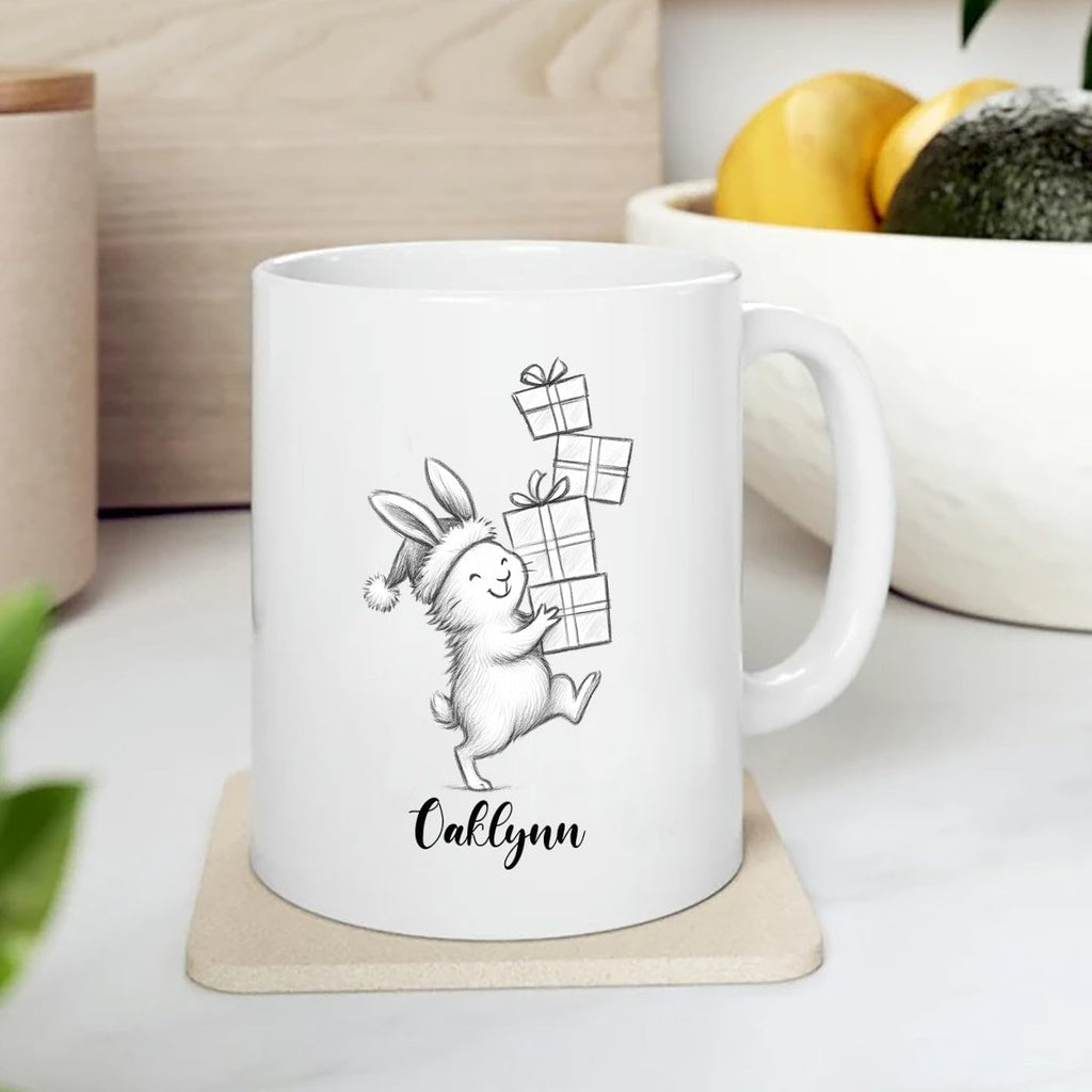 Rabbit Animal Coffee Cup Gift For Men Women Kids Children, Personalized Rabbit Lover Accent Teacup, Cute Rabbits White Coffee Mug 11 Oz 15 Oz, Custom Name Animal Rabbits Travel Mug Gift For Birthday