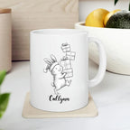 Rabbit Animal Coffee Cup Gift For Men Women Kids Children, Personalized Rabbit Lover Accent Teacup, Cute Rabbits White Coffee Mug 11 Oz 15 Oz, Custom Name Animal Rabbits Travel Mug Gift For Birthday