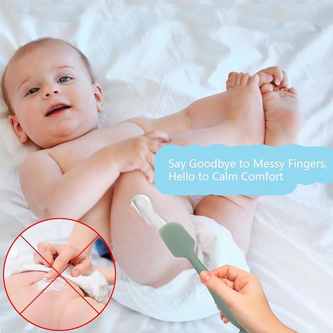 3-Pack Baby Diaper Cream Spatula - Baby Diaper Rash Cream Applicator for Butt Paste - Diaper Cream Brush for Newborn Essentials (grey, green, pink)