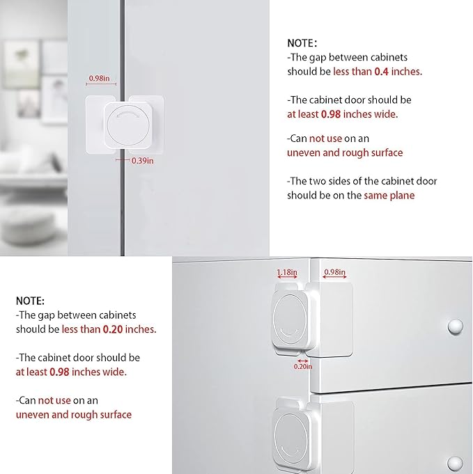 CMINGJ Cabinet Locks(6-Pack) for Babies Baby Proofing Cabinet Child Latches Locks Suitable for Cabinets, Drawer, Refrigerator, and so on.(White) (4 Flat Lock + 2 Right Angle Lock)
