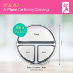 Elk and Friends Stainless Steel Divided Plates with Silicone Sleeve for Babies & Toddlers | Lids Included | Stay Put Suction | Dinner & Snack Plates | 2 Pack