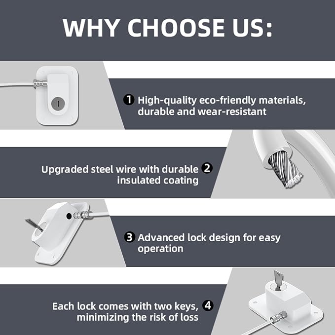 Refrigerator Lock 2 Packs, Fridge Lock with Silicone Wire Protection Fridge Locks for Kids Easy to Use and Install Cabinet Locks with Key, White