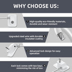 Refrigerator Lock 2 Packs, Fridge Lock with Silicone Wire Protection Fridge Locks for Kids Easy to Use and Install Cabinet Locks with Key, White