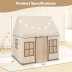 INFANS Kids Play Tent with Washable Mat Star Light Windows, Anti-Trip Large Playhouse Toys for Children Boys Girls, Indoor Outdoor Princess Tents Castle for Toddlers (Beige)