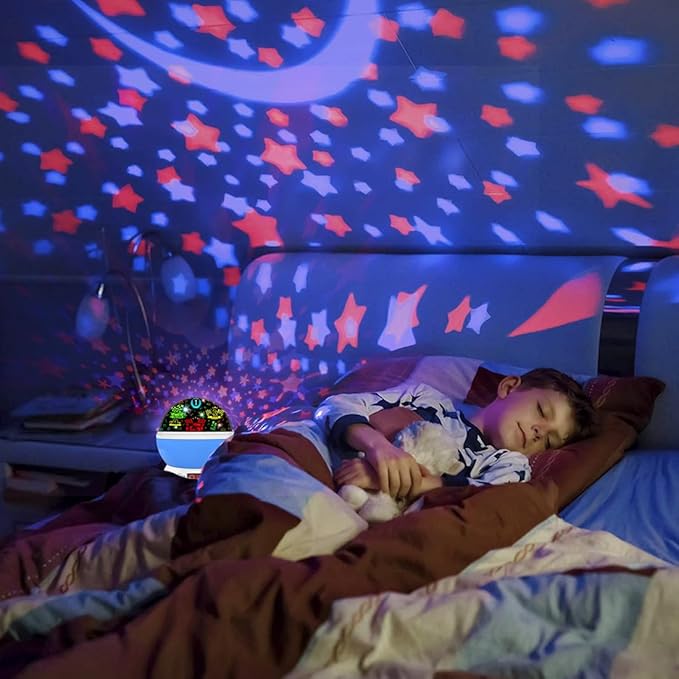 MOKOQI Cars Night Light for Boys - Rotating Projector Lamp with Race Car - Star Projector for Kids Age 3-8 - Ceiling Nightlight Projector with Cars and Stars - Birthday Gifts for Boys Room Decor