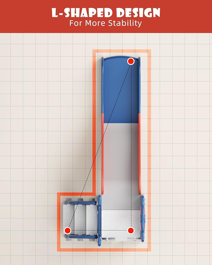 XJD 7 in 1 Toddler Slide, Kids Indoor Slide for Toddlers 12-36 Months, New Upgrade with Golf, Basketball Hoop for Indoor Outdoor Playset,Toddler Playground (Blue Red)