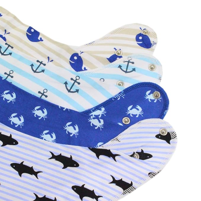 Pickle & Olive Bandana Teething Bibs with Attached Teether - Set Of 4 - Nautical