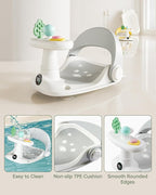 Baby Bath Seat for Babies 6 Months & Up Bath Seats for Babies Sitting Up Non-Slip Infant Bathtub Chair with Suction Cups & Water Thermometer for Toddlers Sitting Up, Easy to Clean (Gray)