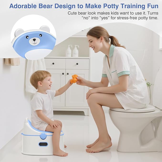 3-in-1 Toddler Potty Training Toilet for Boys & Girls - Convertible Potty Chair with Step Stool for Toddlers 1-3, Anti-Slip Design Toddler Toilet Seat - Removable & Easy to Clean