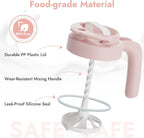 Papablic 32oz Wide Mouth Mason Jar Pour Spout Lid with Mixing Handle & Flip Locking Spout for Mixing Formula/Breastmilk/Protein Powder/Coffee, Pink