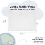 KeaBabies Toddler Pillow with Pillowcase, Jumbo 14X20 - Soft Organic Cotton Toddler Pillows for Sleeping - Machine Washable - Perfect for Travel, Toddler Bed Set (Sage)