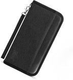 Real Leather Wallet RFID Family Passport Holder Waterproof Travel Essentials (All Black)